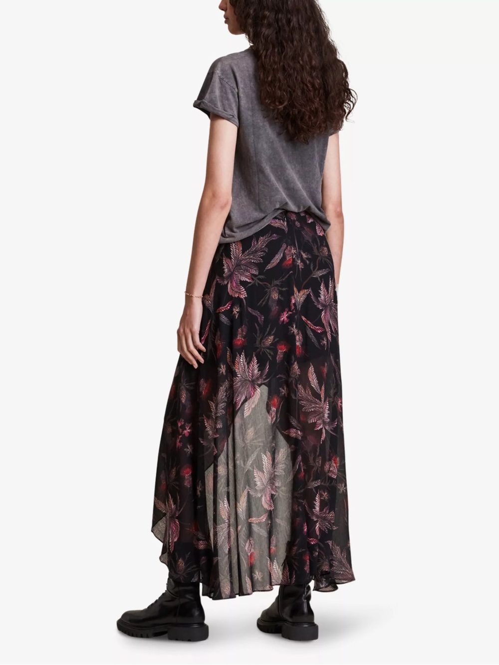 All Saints Slvina Harris Floral Woven Maxi Skirt Size 2 - Picture 3 of 14
